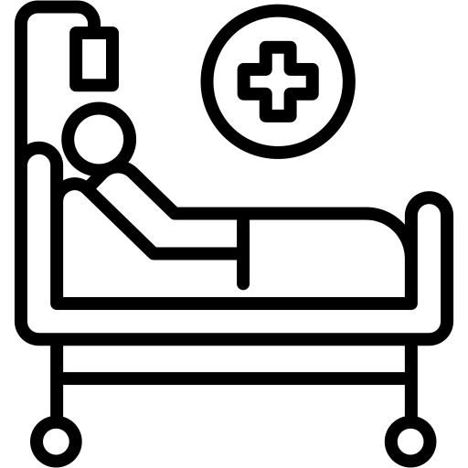 Patient on a hospital bed icon